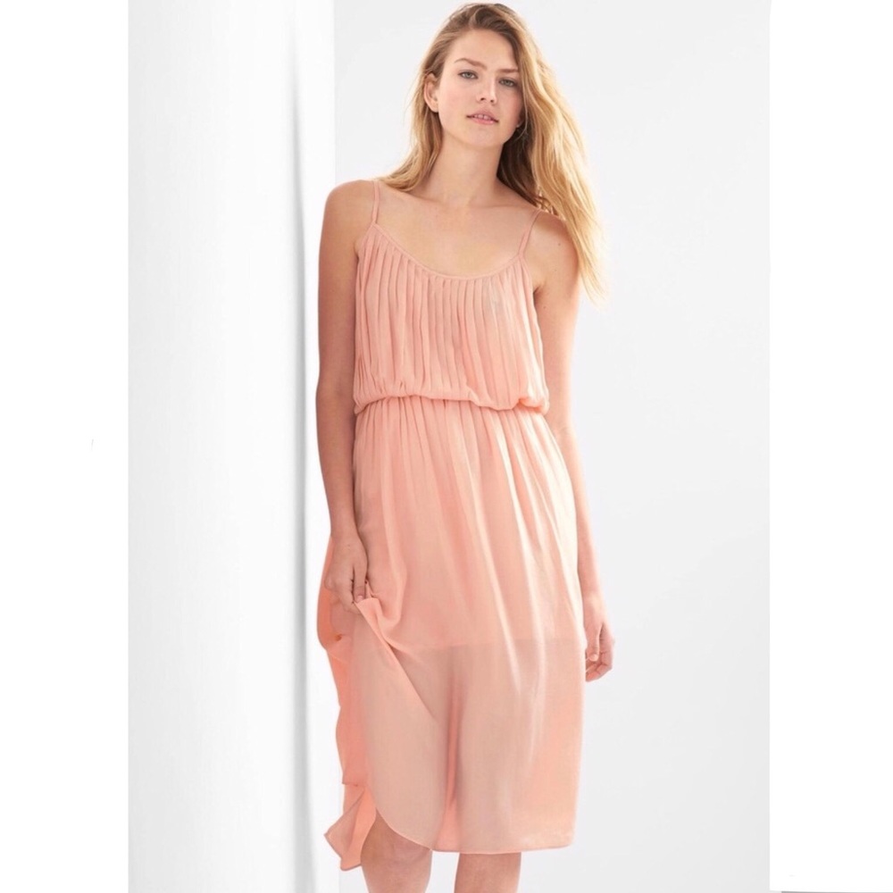 GAP Dusty Pink Pleated Drapey Lightweight Midi Dress Size Large